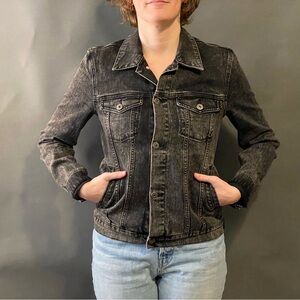 ASOS Black Jean Jacket Cropped Distressed Style